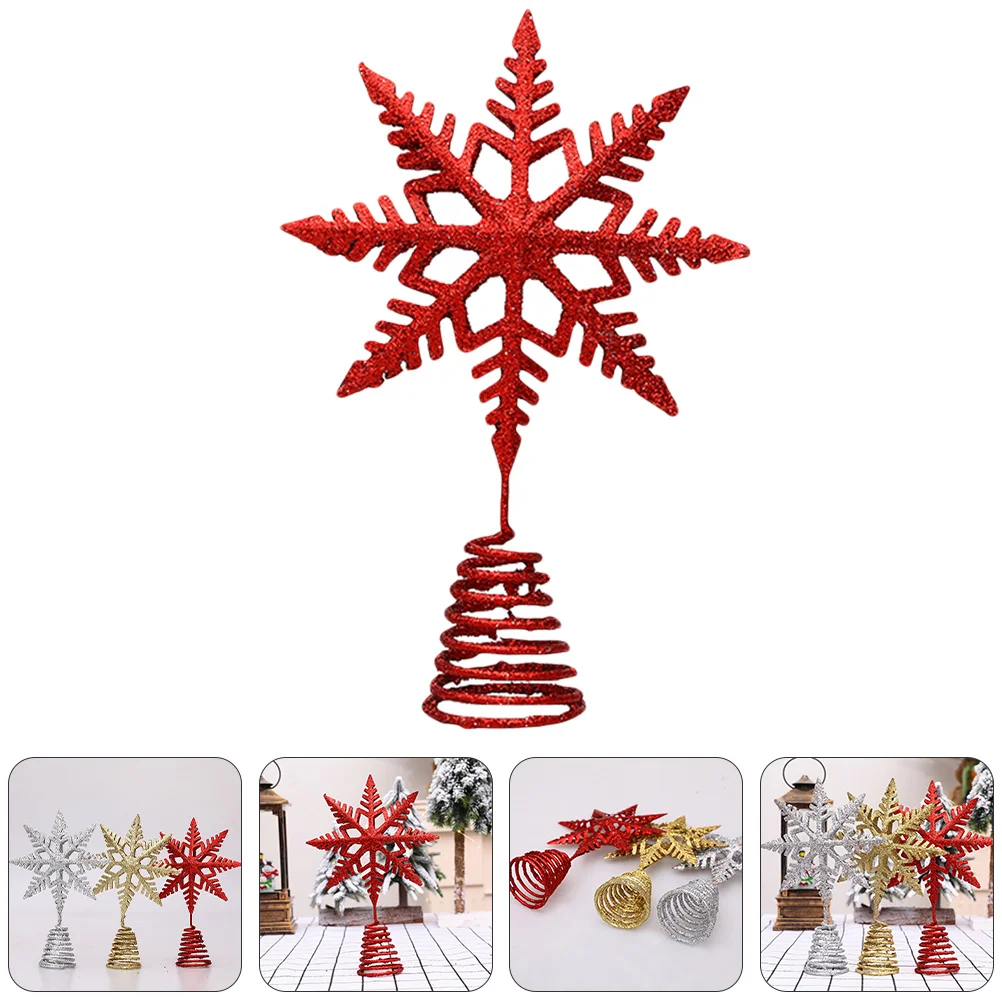 

Winter Christmas Tree Top Star Home Decor Treetop Decoration Iron Snowflake Topper