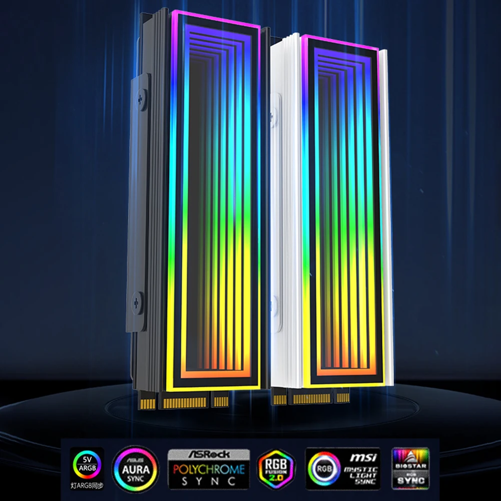M.2 Nvme 솔리드 스테이트 하드 디스크 쿨러, ARGB 히트 쿨러, AURA Sync 알루미늄 합금 내열성, M.2 2280, 5V, 3 핀
