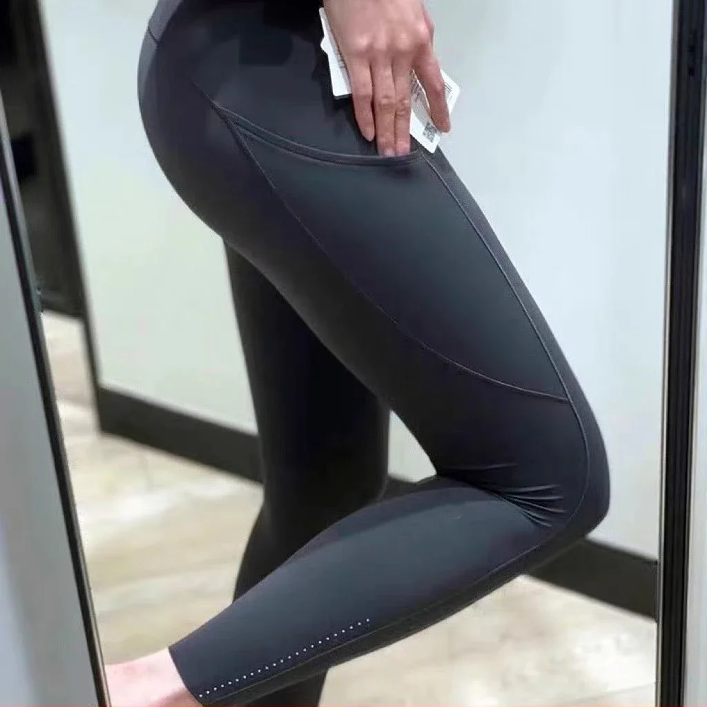 

Lulu Women Fast and Free High Waist Sport Leggings Elastic Yoga Legging Gym Quick Dry Fitness Running Workout Yoga Pants Logo