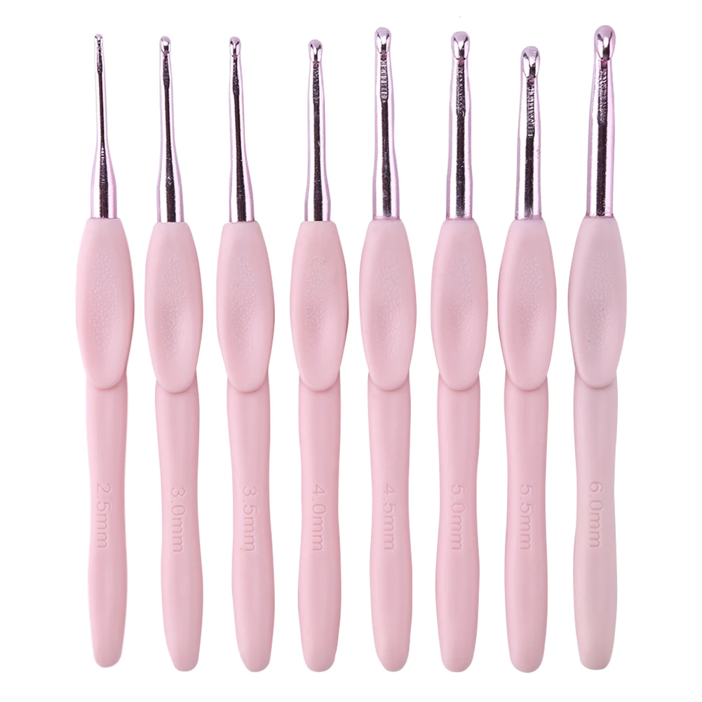8Pcs Crochet Hook Knitting Needles Set Plastic Handle DIY Craft Sewing Tools Weaving