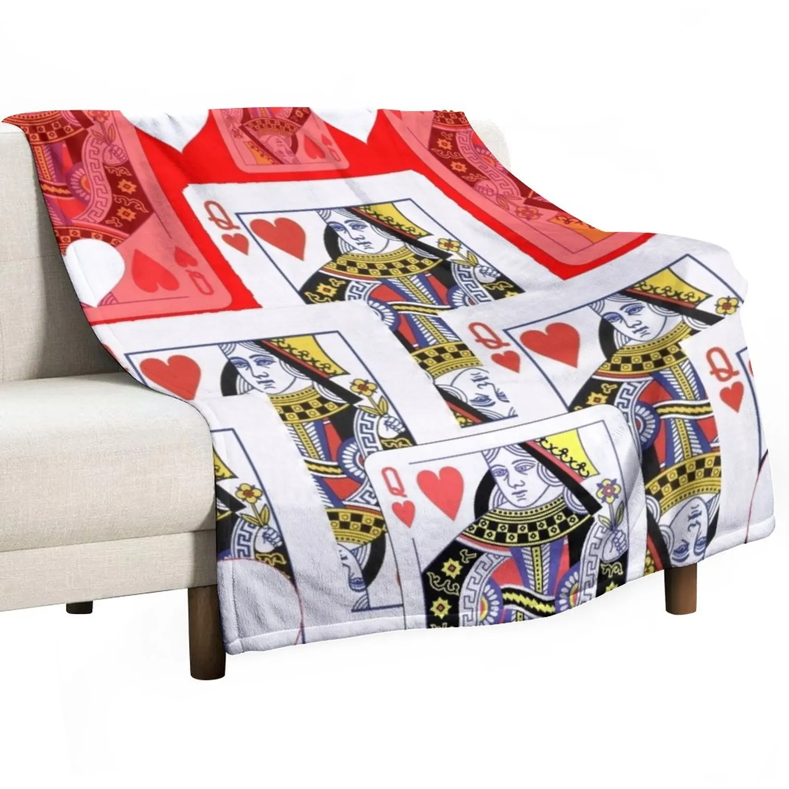 

RED-WHITECASINO QUEEN HEART PLAYING CARDS Throw Blanket Comforter Blanket Shaggy Blanket Retro Blankets