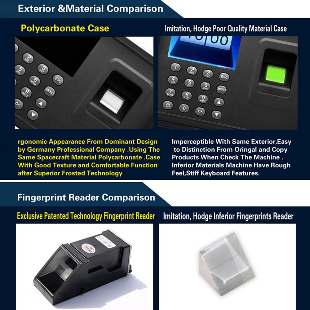 2.4" TFT LCD Display Biometric USB Fingerprint Attendance Machine Free Software Password Employee Checking-in Reader