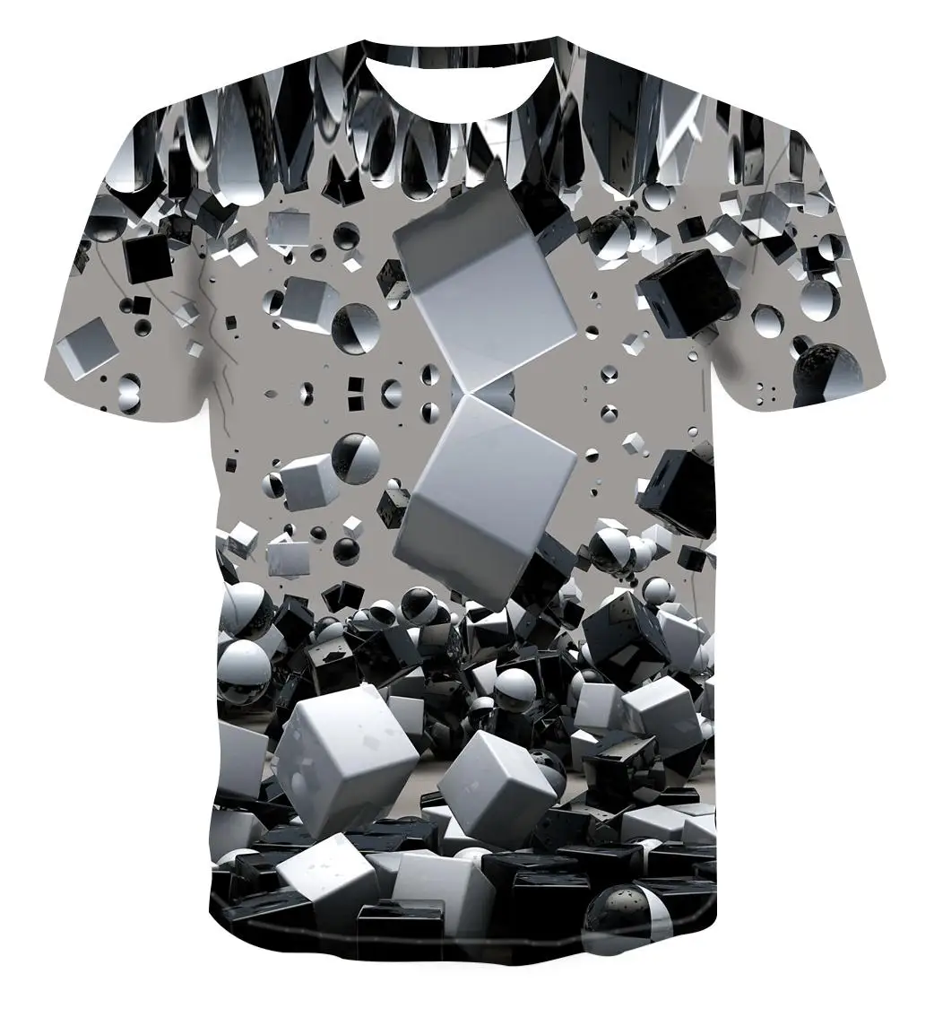 

New Tide Summer Fashion Abstract Picture T-shirts Casual Print Tees Hip Hop Personality Round Neck Short Sleev Tops