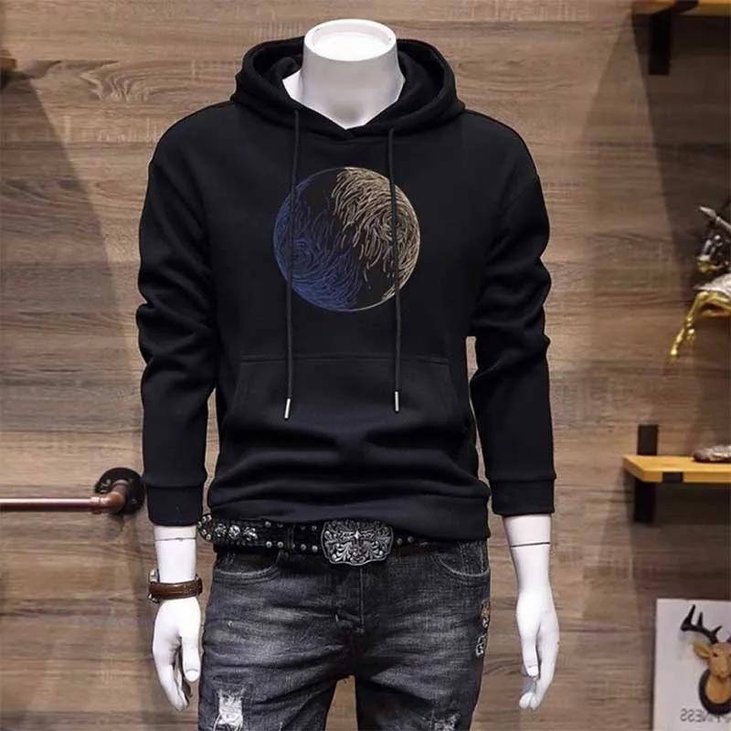 Fashion Printed Pockets Lace Up Hoodies Sweatshirts Men's Clothing 2024 Spring New Loose Casual Tops All-match Sweatshirts