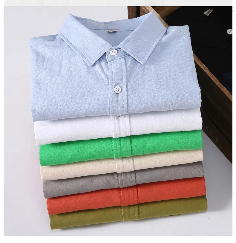 

Spring New 25% Linen +75% Cotton Long Sleeve Shirt Men's Linen Shirt Business Casual Shirt Polo Tops Brand Shirt Formal Shirt