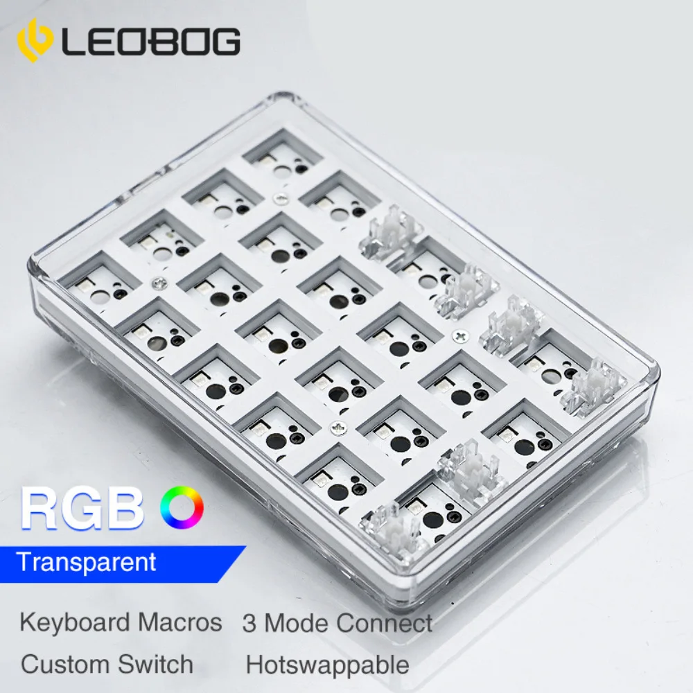 

Leobog K21 Wireless Transparent External Digital Keypad Tri-mode Mechanical Custom Pad Hot Plug Bluetooth Accounting Keyboard