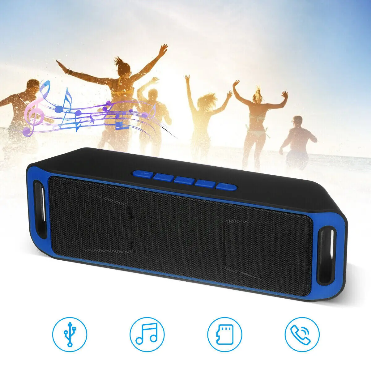 Mini Portable Bluetooth Wireless Mini Speaker Amplifier Stereo Subwoofer Speaker Built-in Mic USB Rechargeable