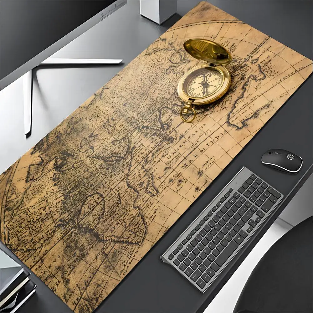 Navegação Retro Mapa Arte hd Mouse Pad Gamer Mousepad Tapete de Rato Grande Tapete de Mesa de Borracha Natural pc Desk Mats Design Mousepad - Imagem 4