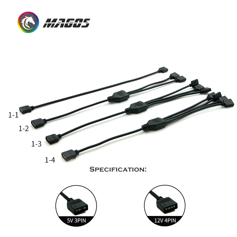 Motherboard RGB SYNC Splitter 12V 4Pin RGB / 5V 3Pin ARGB SYNC HUB Transfer Extension Cable for M/B ASUS GIGABYTE MSI