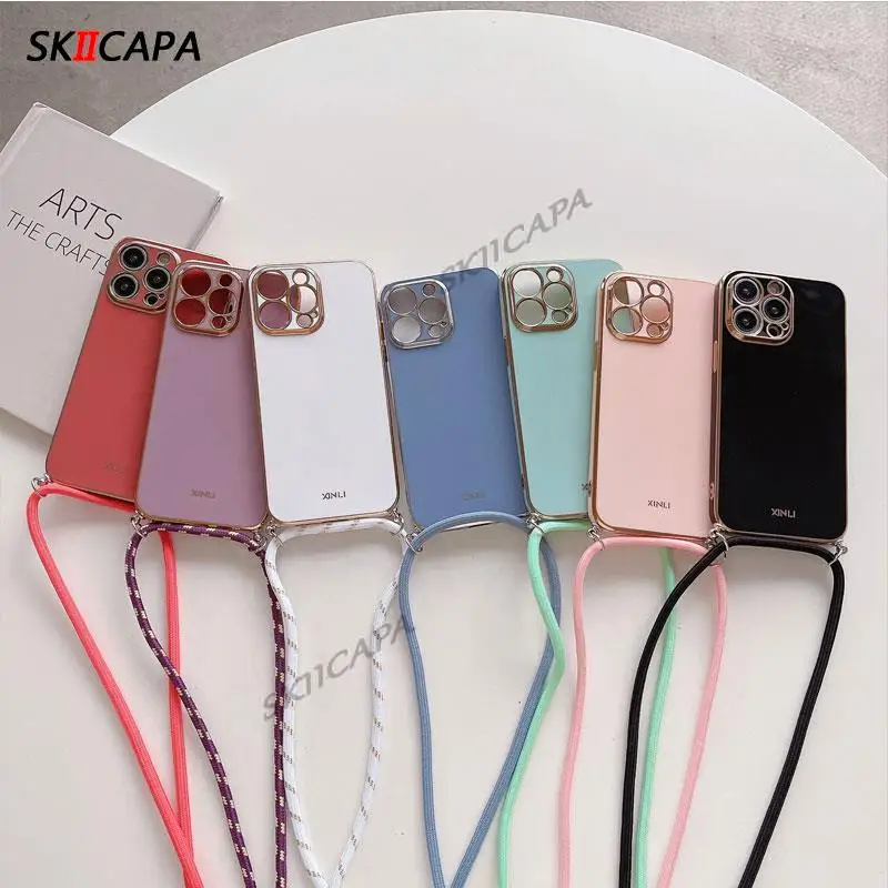 Elegant Crossbody Lanyard Silicone Phone Case with Necklace Chain