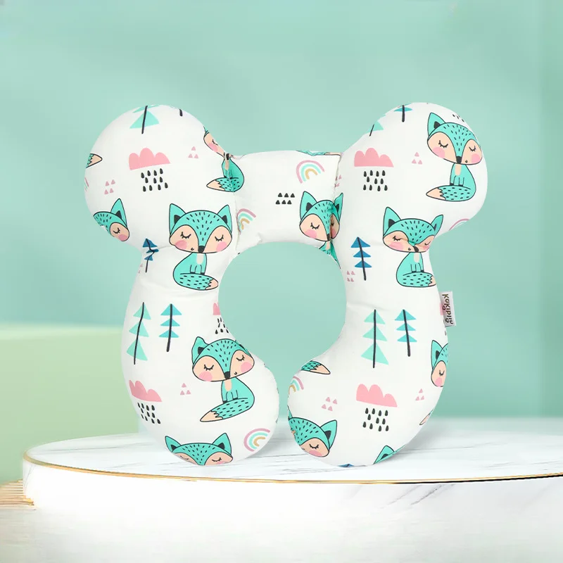 New cartoon children's U-shaped pillow, cotton soft baby pillow, travel car children's pillow, multi-functional stroller pillow