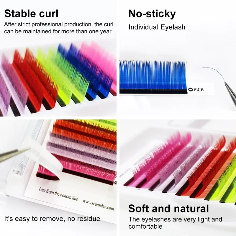 Lash Extenions Neon Color Lashes Mix Individual Eyelashes Russian Volume Eyelashes Extension Mink False Eyelash