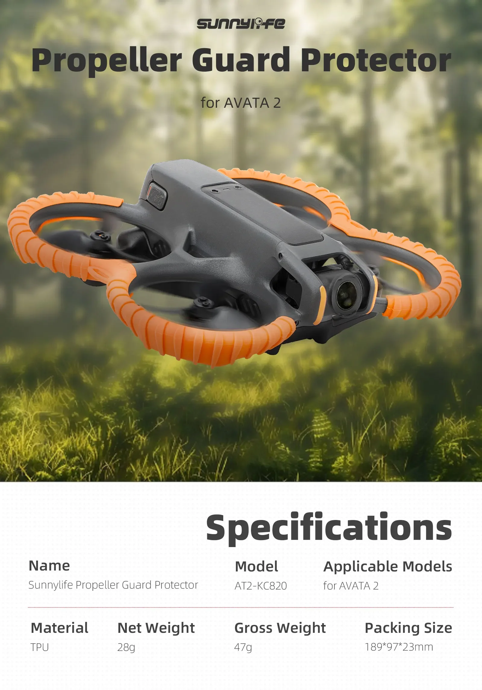 Description Picture 2 of itemSunnylife Propeller Guard Cage for DJI Avata 2 Arms Anti-collision Ring Props case Protector Cover Accessories