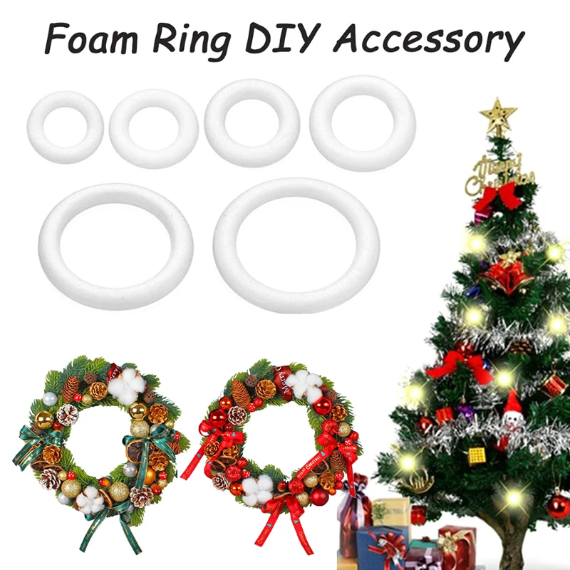 1pcs Polystyrene Foam Wreath Ring Christmas Wreath For DIY Christmas Natal  Kids Painted Wedding Party Flower Garland Decor