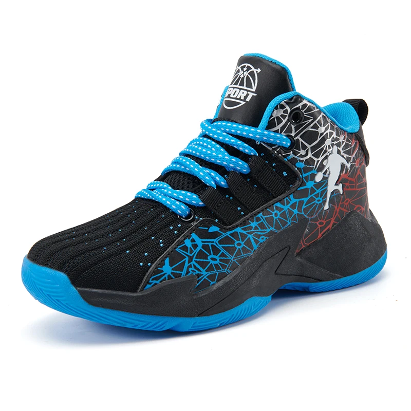 Kids' Non-Slip Breathable Basketball Sneakers - Lace-Up Athletic Training Shoes