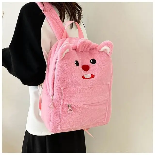 

MINISO Loopy Plush Backpack Girls Cute Junior High School Bag Student Backpack Book Computer Bag Best Gift Beautiful Accessories