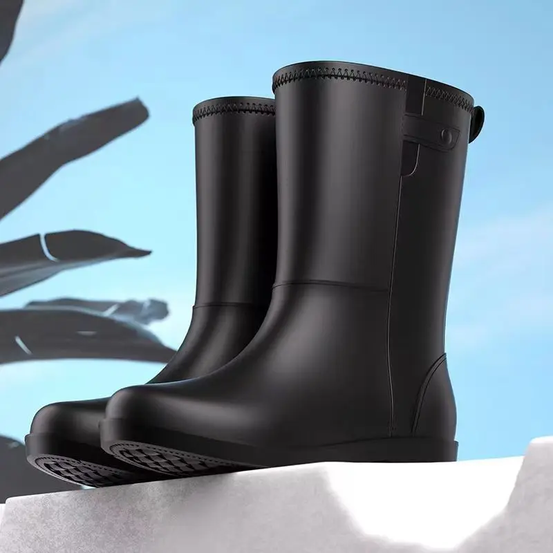 Women's Rain Boots Free Shipping Thick Sole Non Slip High Top Waterproof Work Boots Thickened Were Resistant Protective Boots