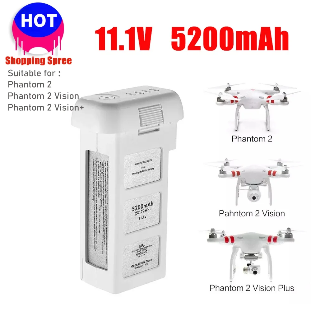 

Hot 5200mAh 11.1V Drone Battery Fit For DJI Phantom 2 Vision Intelligent Flight 3S Spare Battery Camera Drones Accessories Part