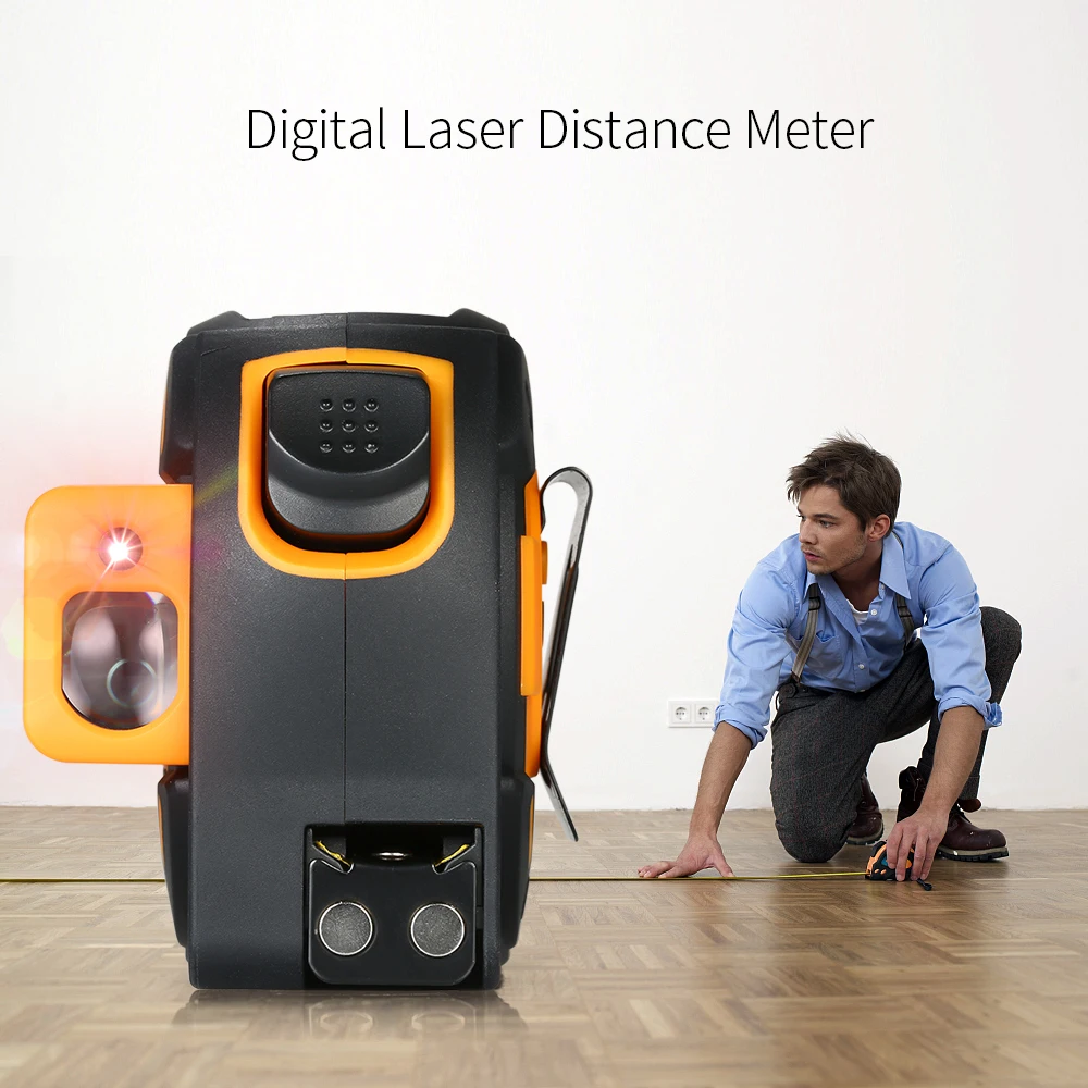 SNDWAY Digital Laser Distance Meter Rangefinder Handheld Infrared Range Finder 2 in 1 5m Measuring Tape 60m Laser Ruler measure