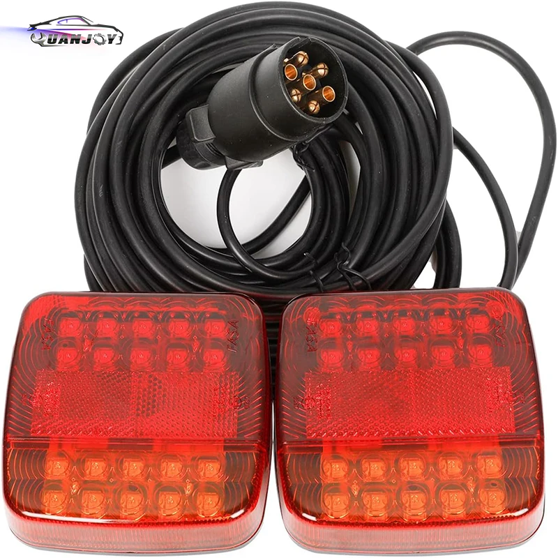 Yuanjoy 1Set Magnetic Trailer Rear Lights Set 12V LED Wired Brake Light with 7.5m Cable Pre-wired 7Pin Plug For Lorry Caravan 220v 3 5m led moon star fairy curtain string lights warm white for shop window xmas eu plug