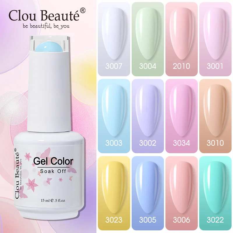 

Clou Beaute Candy Colors Nail Gel Polish 15ml Base Top Coat Vernis Ongle Semi Permanent Nail Glue Varnish Nails Gel UV Colors