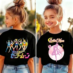 Children's Summer Sailor Moon Cartoon Print Loose Fit T - Shirt - 160 (2)