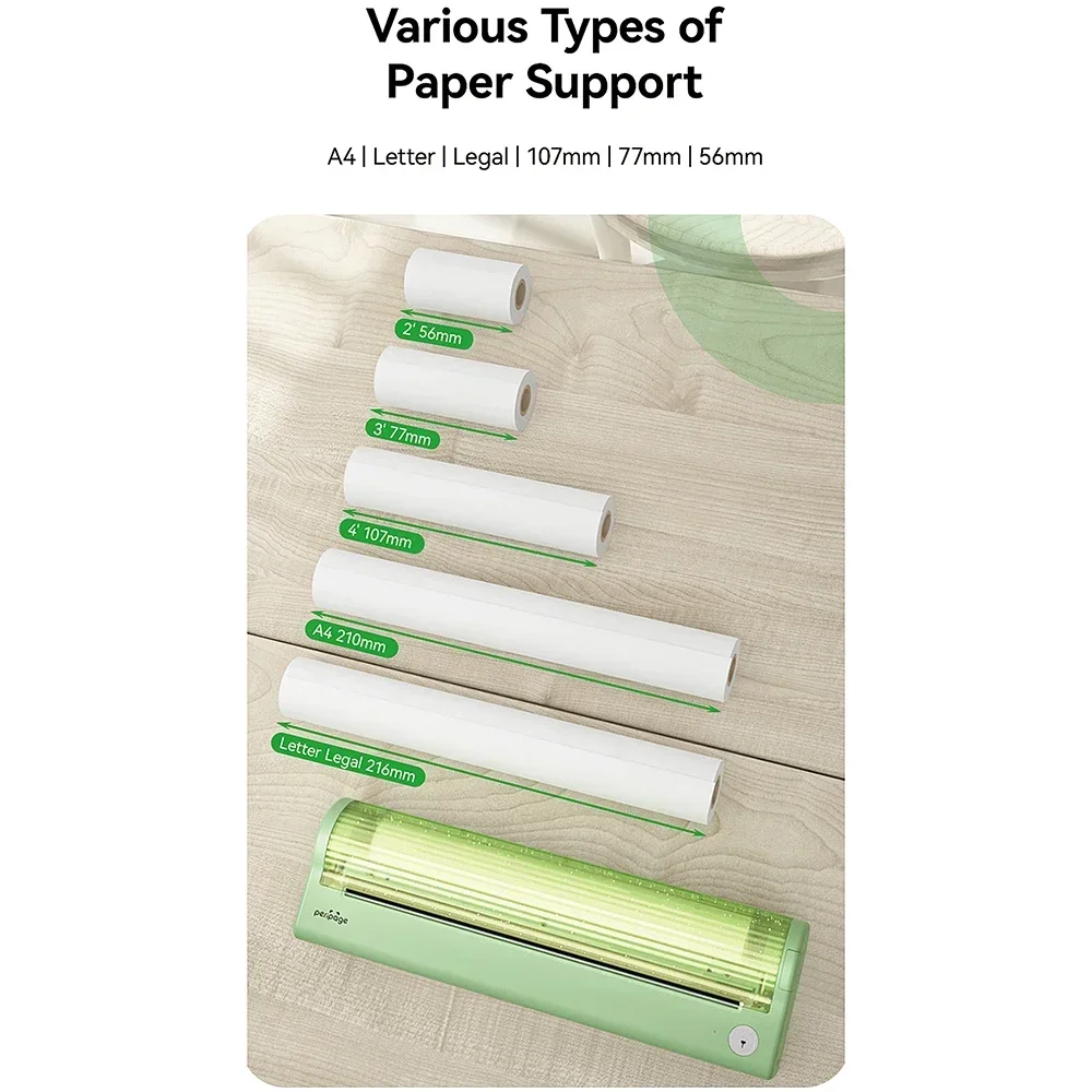 Inkless Portable A4 Thermal Printer Bluetooth PDF Document Printing Machine Paper Roll For Office Work Home School Peripage P80