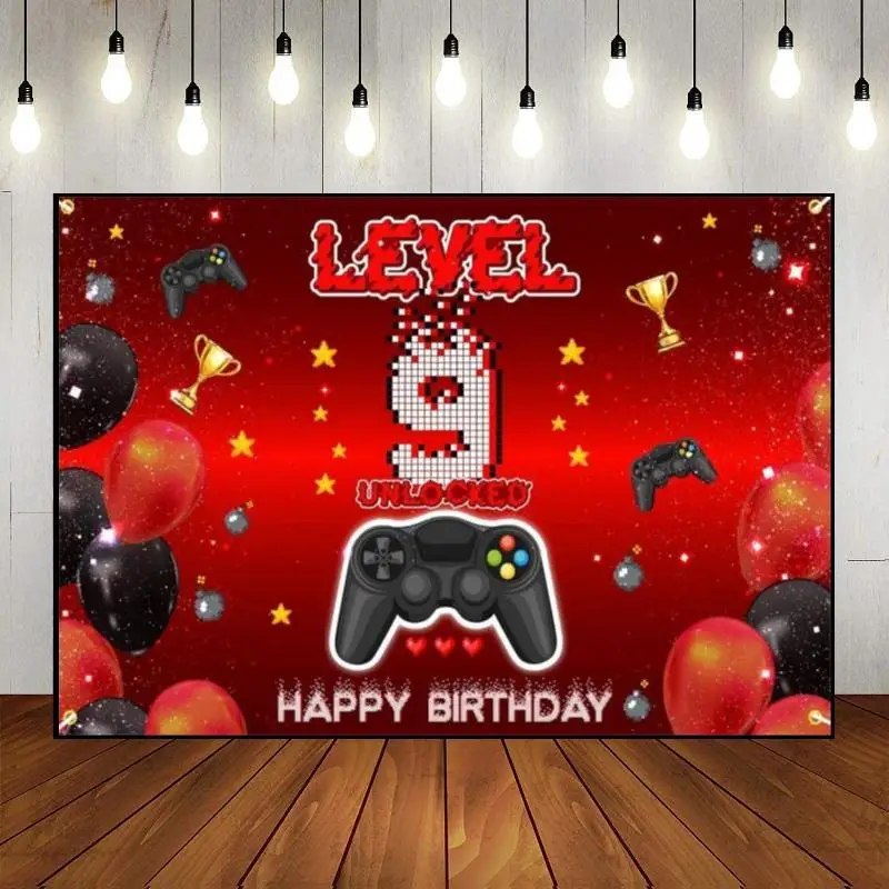 Happy 9Th Birthday Girl Hotwheels Sfondo Vintage Game Machine Decoration Party Photography Red Smash Cake Sweet Balloon Boy