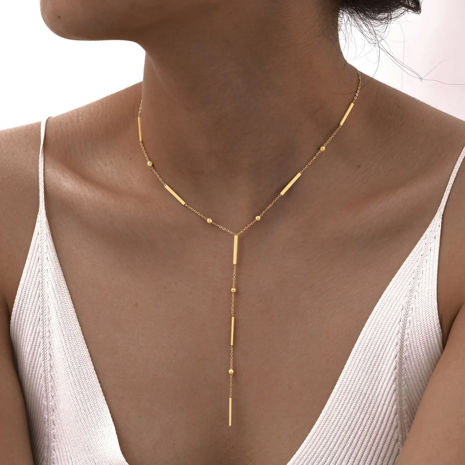 Collana Lariat Yin Yang di colore grigio-bianco - Gioielli - Col
