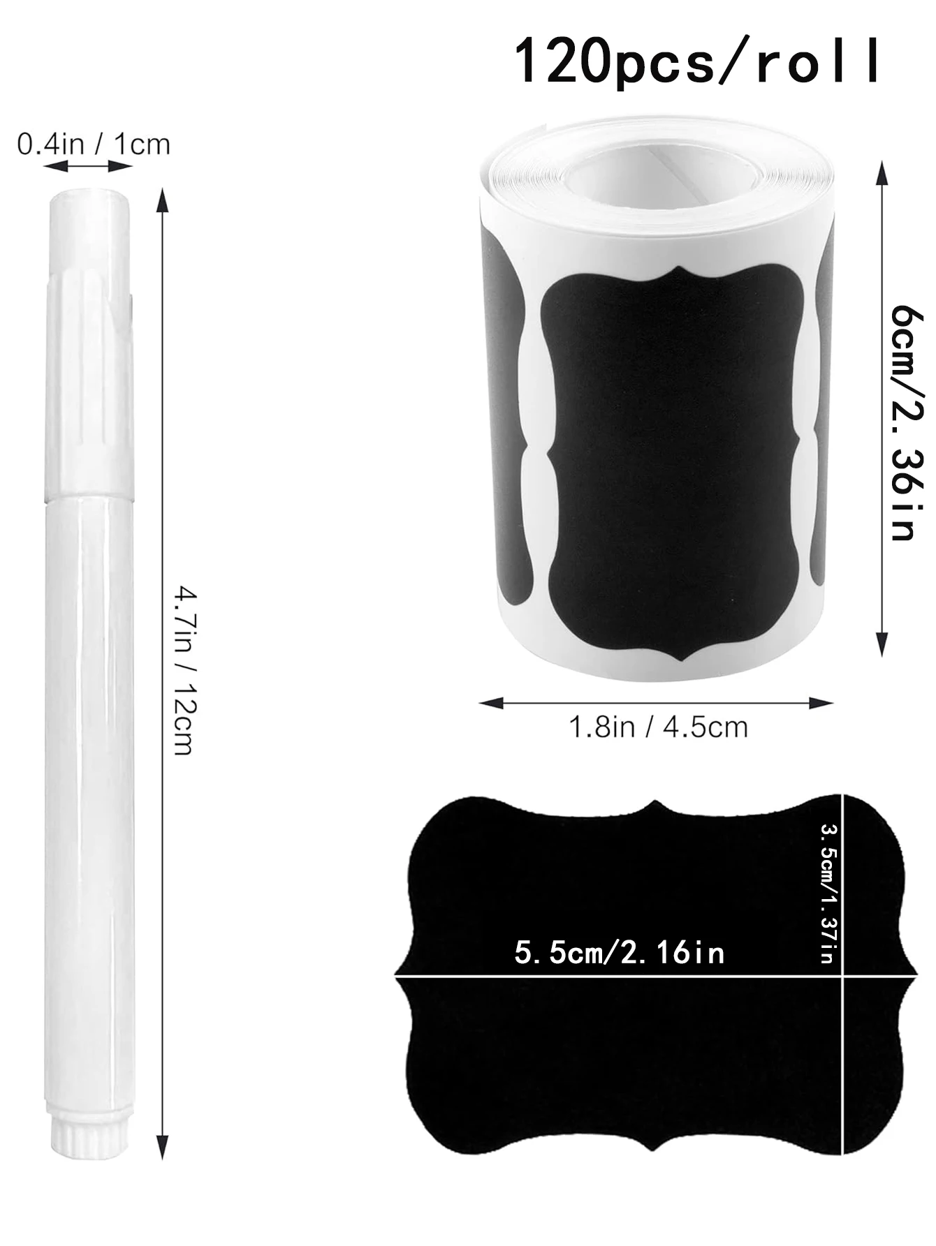120pcs/roll Waterproof Reusable Chalkboard Labels Liquid Chalk Marker Set label stickers