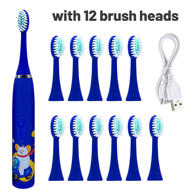 Children Electric Toothbrush Cartoon Pattern Kids with Replace The Toothbrush Head Ultrasonic Electric Toothbrush