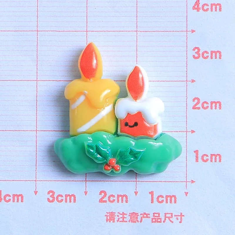 10PCS Resin Kawaii Colorful Gingerbread Man Snowman Bells Trees Flat Back Cartoon Christmas Figurines Scrapbook DIY Decor Crafts