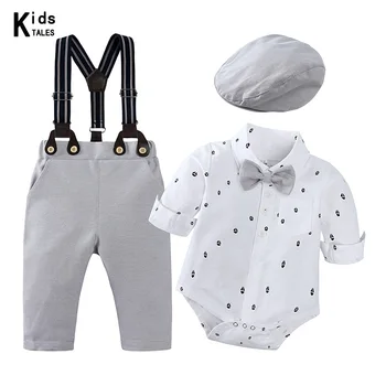Completi formali per neonati completi per bambini 3 pezzivestiti per neonati papillon camicia pagliaccetto + pantaloni + cappello abito neonato abito da festa gentiluomo