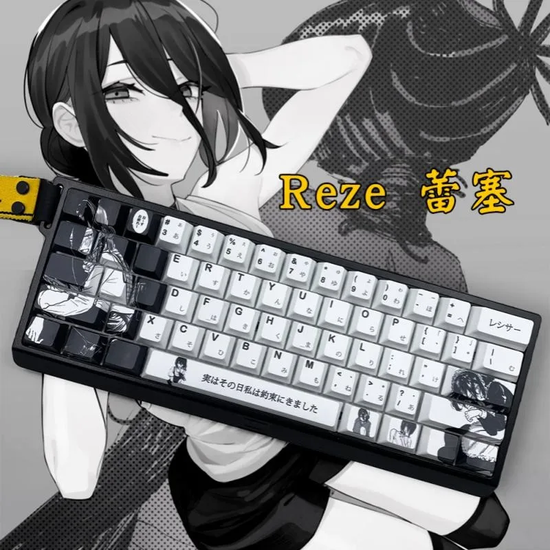Reze 캐릭터 키캡 체인소 맨 애니메이션 테마 기계식 키보드 PBT 맞춤형 귀여운 키캡 PC 게임 키보드 액세서리 선물