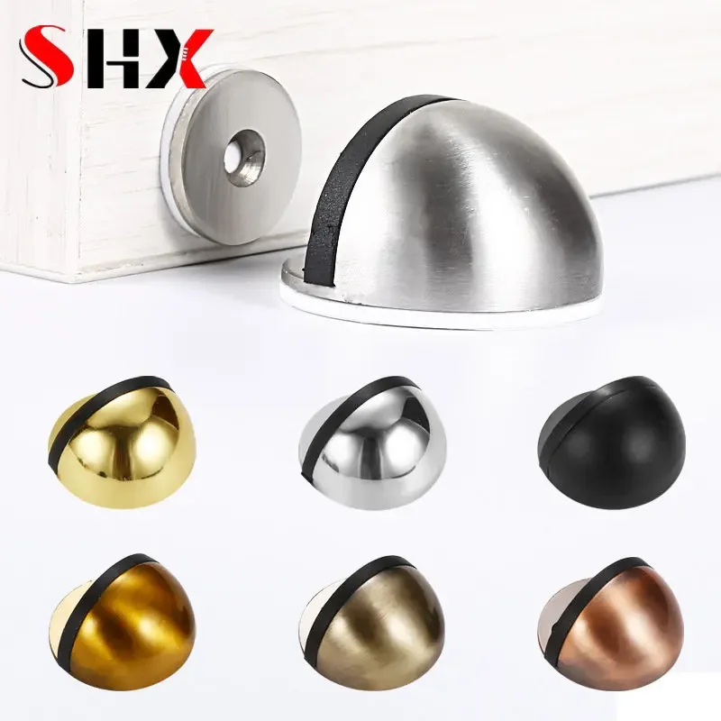 Doorstop Non Punching Sticker Stainless Steel Rubber For Floor