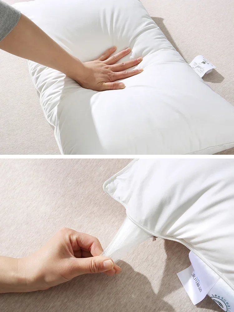 100% Mulberry Silk Five-star Hotel Feather Velvet Cotton Baby Standard Home Single Low Pillow Resilience Good Neck Protection 3