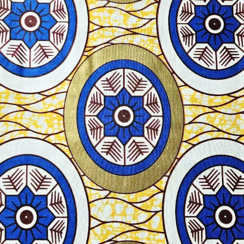 Item C2-4 Wax Print Fabric Super Golden Wax Cotton Party Cloth