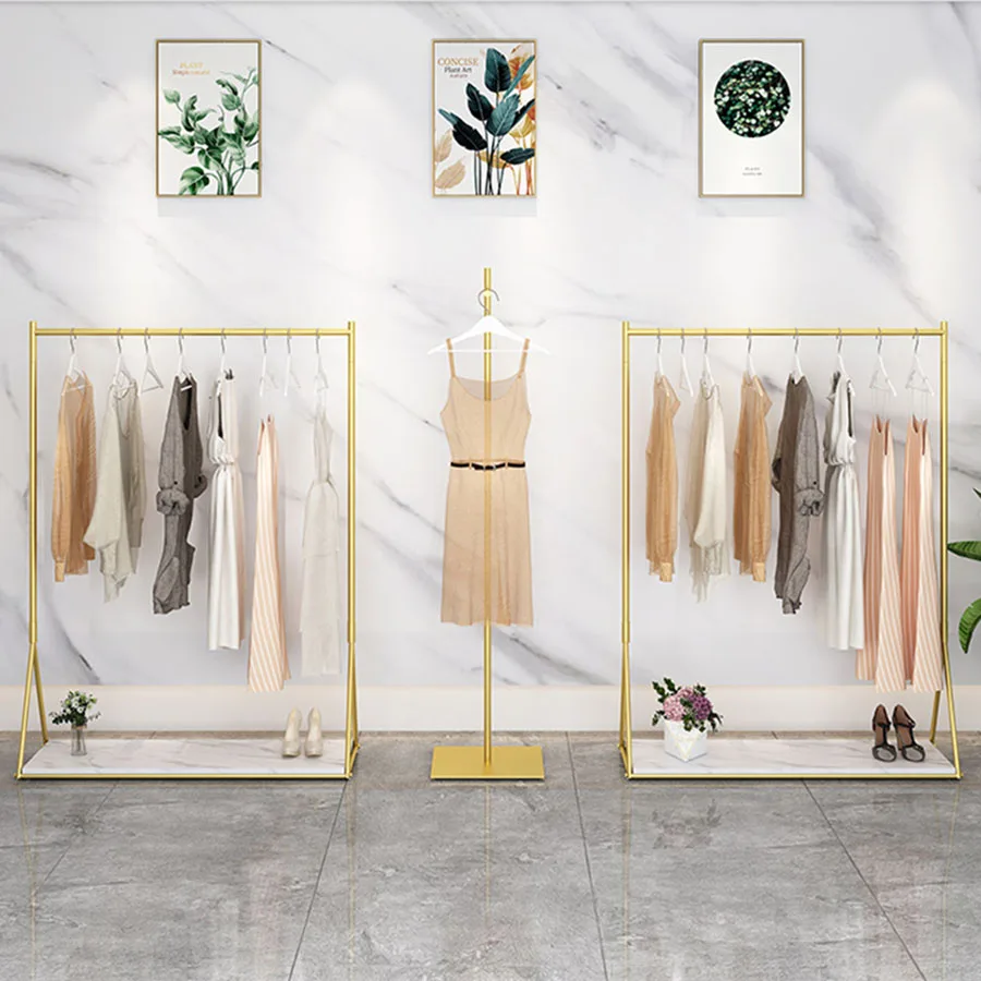 

Vertical Cloth Racks Tall Gold Heavy Boutique Office Elegant Lenght Extention Clothes Hanger Industrial Cabide Luxury Furniture