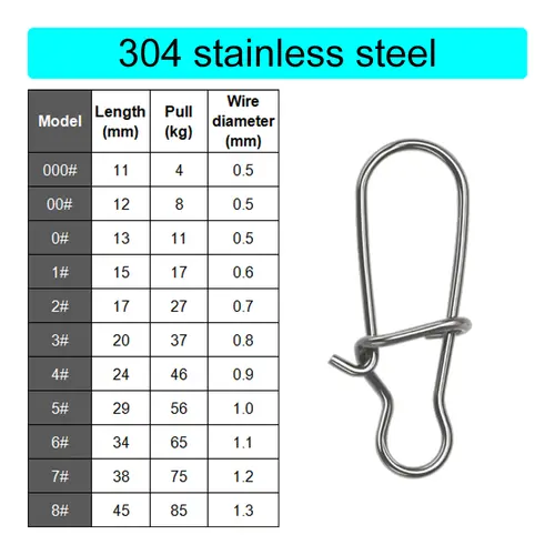 50Pcs Fishing Swivel Connector Hooks Line Clip Lock Carabiners Stainless Steel Fishing Fastener Snaps Tools - Image 4