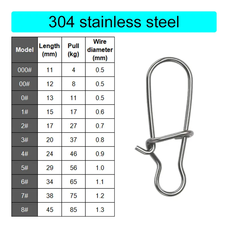 50Pcs Fishing Swivel Connector Hooks Line Clip Lock Carabiners Stainless Steel Fishing Fastener Snaps Tools - Image 4