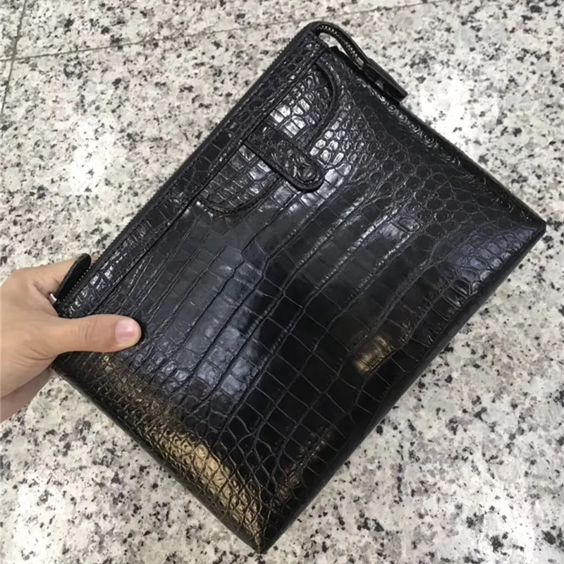 

Authentic Crocodile Belly Skin Businessmen Wristlets Bag Man Phone Clutch Genuine Real Alligator Leather Male Large Card Purse