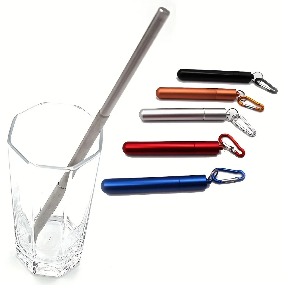 304 Stainless Steel Telescopic Straw Travel Reusable Portable Foldable Metal Beverage Milk Tea Straw