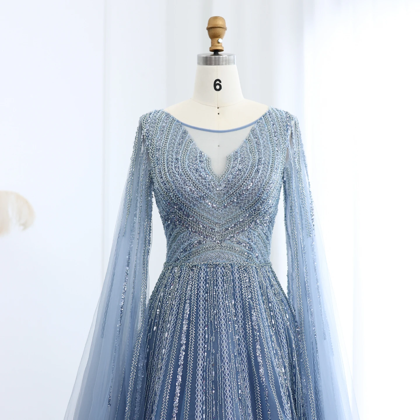 Luxury Gray Green Arabic Plus Size Evening Dresses with Cape Sleeves Blue Pink Elegant for Women Wedding Party 005 22 Luxury Gray Green Arabic Plus Size Evening Dresses with Cape Sleeves Blue Pink Elegant for Women Wedding Party 005 22