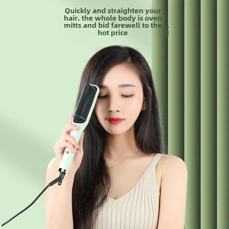 New Straight Hair Comb Negative Ion Straight Curling Iron Two-Purpose Electric Heat Curling Rod Cross-Border Home Use