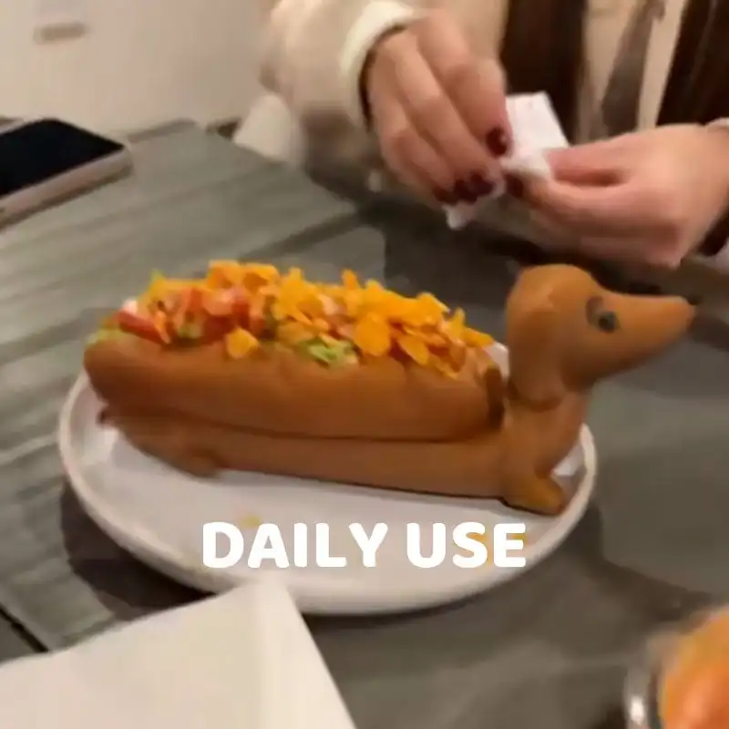 Dachshund Tray Funny Hot Dogs Tray Candy Dish Dachshund Dinner Plate Creative Cute Shaped Sandwiches Puppy 5