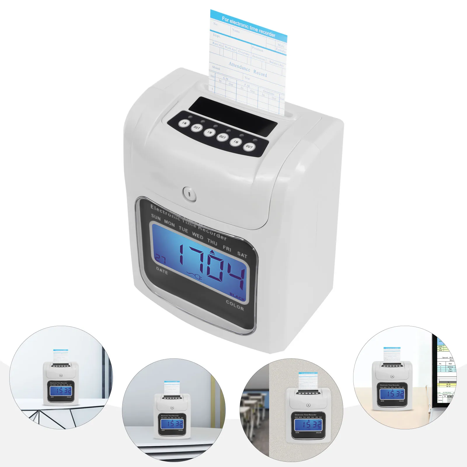 Calculating Time Clock Electronic Time Recorder Employee Clock Includes 50 Cards and 1 Security Key for Company Unit