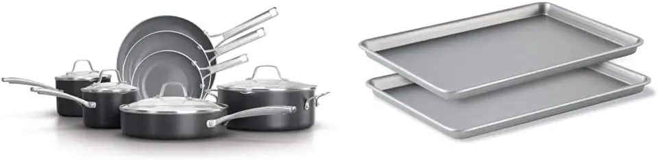 Calphalon 11-Piece Pots And Pans Set, Oil-Infused Ceramic Cookware With Stay-Cool Handles, Ptfe- And Pfoa-Free, Dark Grey &