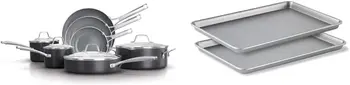Calphalon 11-Piece Pots And Pans Set, Oil-Infused Ceramic Cookware With Stay-Cool Handles, Ptfe- And Pfoa-Free, Dark Grey &