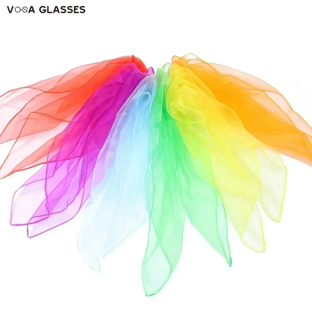 New Chiffon Nylon Small Scarf for Children's Performance Solid Color Dance Small Square Scarf Candy Colored Versatile