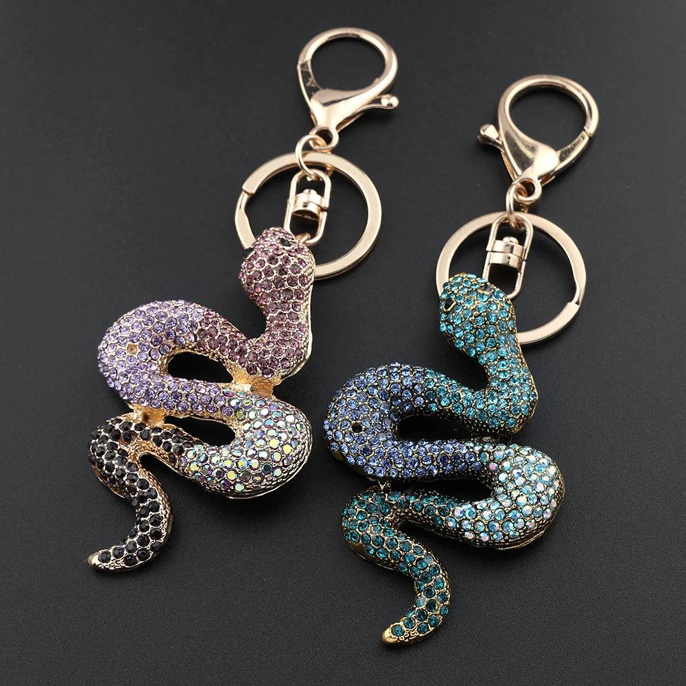 Funkelnder Kristall-Schlangen-Schlüsselanhänger Luxuriöser Strass-Handtaschenanhänger für Damen Souvenir Original-Design Schlüsselhalter Schmuckgeschenk